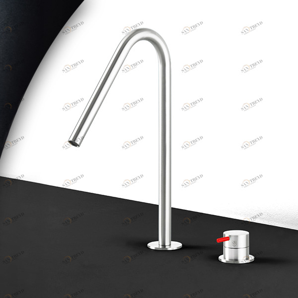 Смеситель для раковины сталь глянцевая с красной ручкой Toki Radomonte TKI31LCIL25