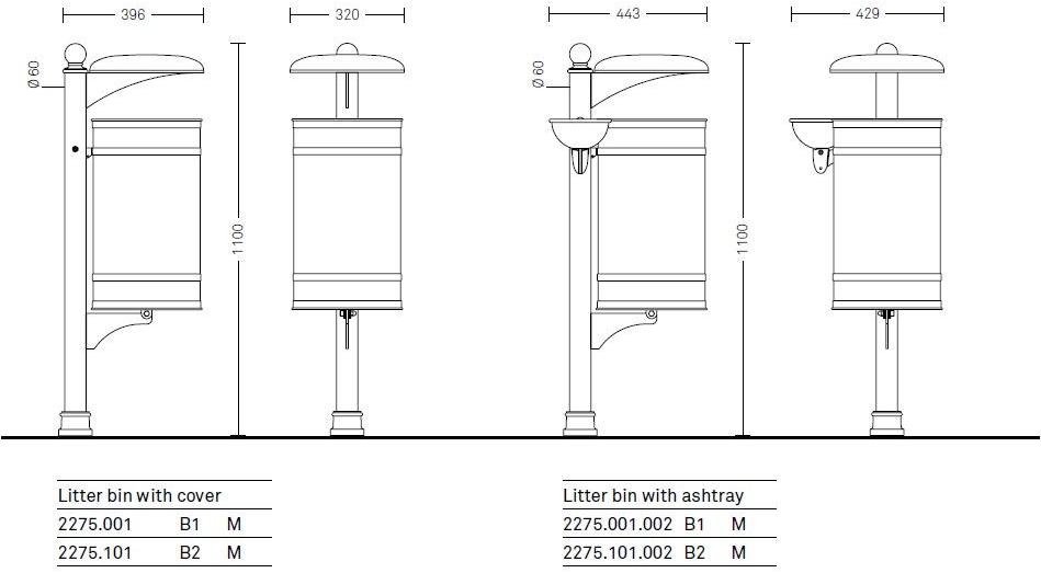 Neri Урна для мусора с крышкой для улицы Melia 2274, 2275  - Вид №6