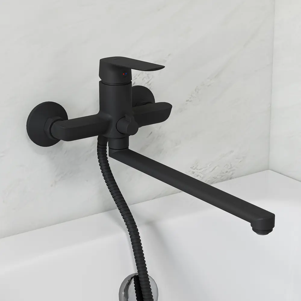 Смеситель для ванны Iddis Token однорычажный универсальный с лейкой и шлангом цвет черный STLM-2069956 - Вид №2