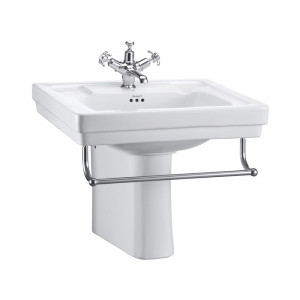 Burlington Contemporary Современная раковина, вешалка для полотенец и полупьедестал с 1 отверстием под смеситель B1 1TH T2 CHR P8