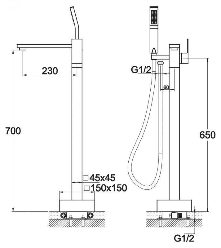 Напольный смеситель для ванны BelBagno ARLIE ARL-FMT-CRM  - Вид №1
