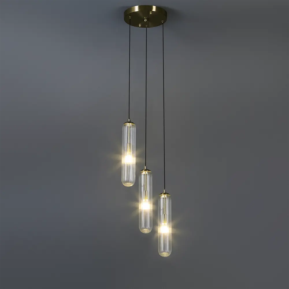 DE CITY Подвесная люстра Олимпия с тремя стеклянными плафонами в бронзовом исполнении 89391458 STLM-1570962 - Вид №1