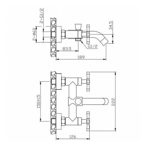 Orange Mia M34-100B двухзахватный смеситель для ванны/душа без аксессуаров, цвет: черный матовый никель sun-id-1517322 - Вид №1