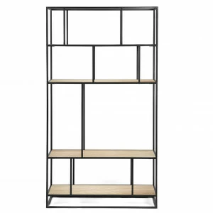 Стеллаж металлический, светлый дуб Makella black INTELLIGENT DESIGN СТЕЛЛАЖ MAKELLA 260748 Коричневый;черный