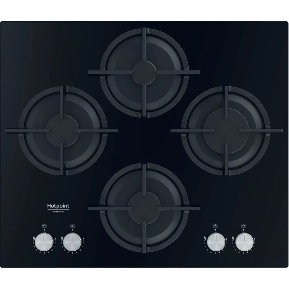Варочная панель газовая Hotpoint QS 61S/BK 4 конфорки 60x51 см цвет чёрный STLM-2063238 - Вид №1