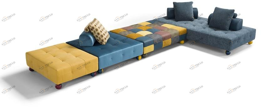 Egoitaliano Модульный диван из кожи и ткани L'ego sun-id-1346094