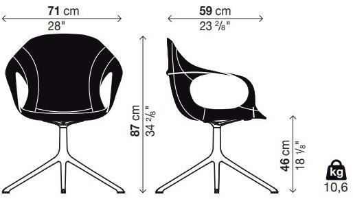 Kristalia 4-спицевое кожаное кресло с подлокотниками Elephant sun-id-1509816 - Вид №4