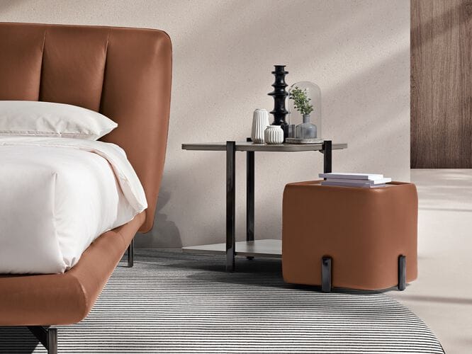 Кожаная двуспальная кровать с мягким изголовьем Max Divani Perla ARCH-00128673 - Вид №8