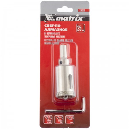 Коронка алмазное по керамограниту 28х67мм трехгранный хвостовик Matrix Матрикс 12823 - Вид №3