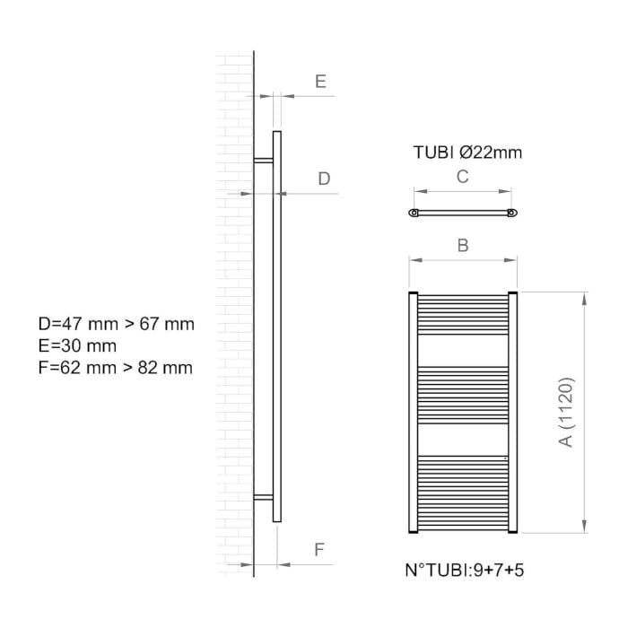 Настенный хромированный стальной полотенцесушитель с горячей водой Ercos Опера ARCH-00036129 - Вид №4