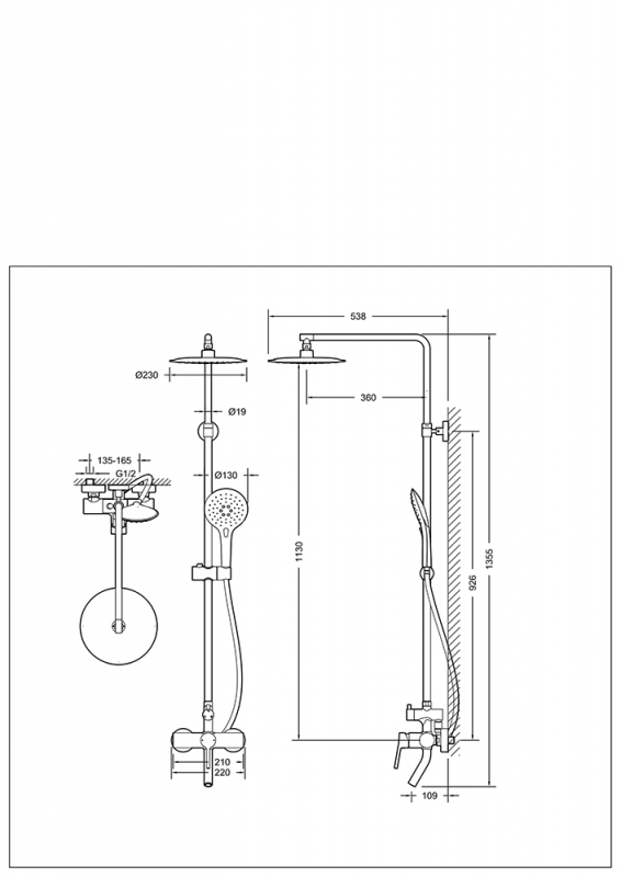 Душевая колонна со смесителем для ванны PALACE F6172217CP-A-RUS bravat - Вид №1