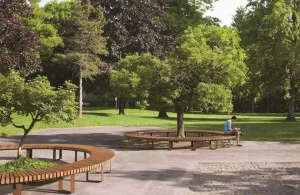 Metalco Круглая скамья из стали в современном стиле без спинки