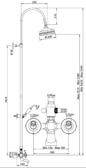 666820KK06 Душевая система Bandini Antica Santreyd - Вид №1