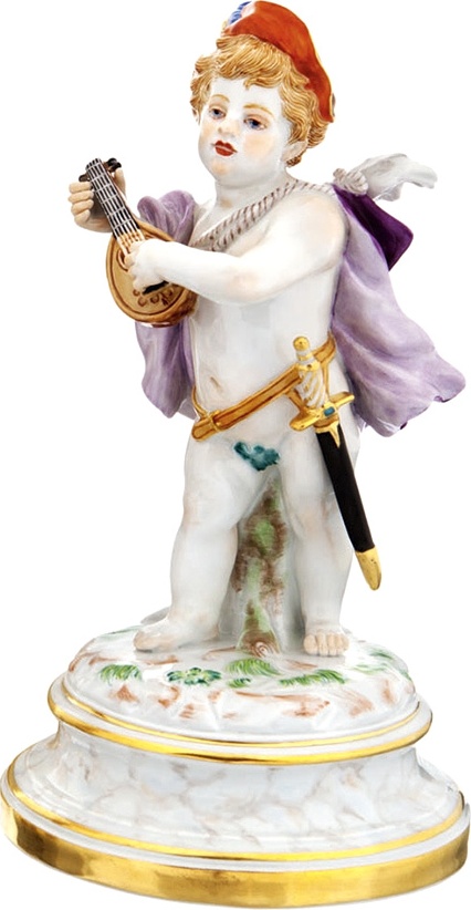 10537071 Meissen Фигурка 17,5см "Купидон-менестрель с лютней" (Генрих Швабе, 1877-1880 гг.) Фарфор 