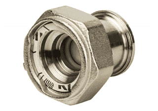 Разъемное соединение STOUT с плоским уплотнением и обратным клапаном 1" никелированное