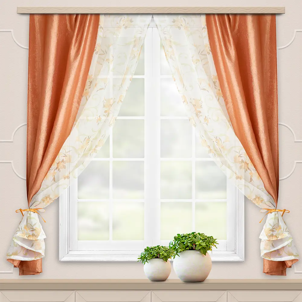Комплект штор на ленте для кухни жатка-комби 270x160 см цвет бежевый 89080642 STLM-2172602 WITERRA 