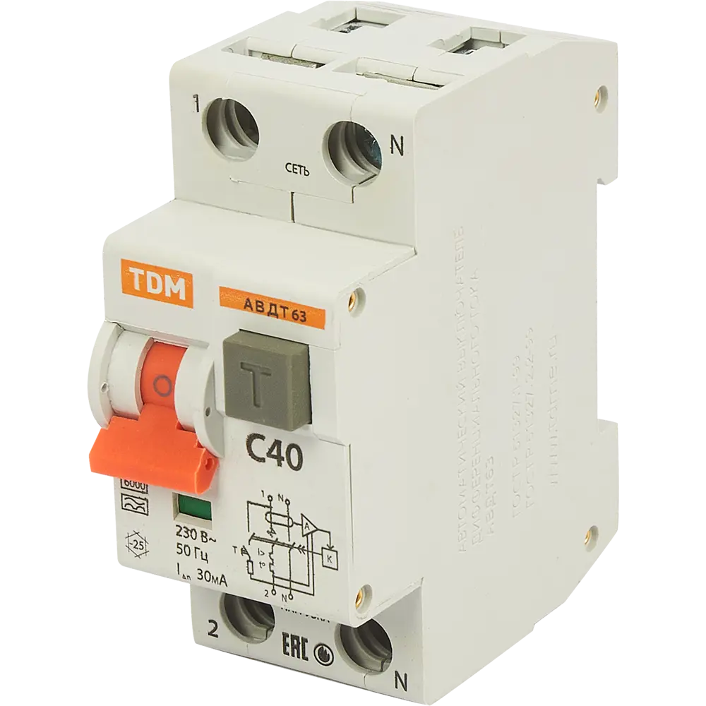 Дифференциальный автомат TDM Electric АВДТ63 для защиты сети и безопасности 84399455 STLM-1119257