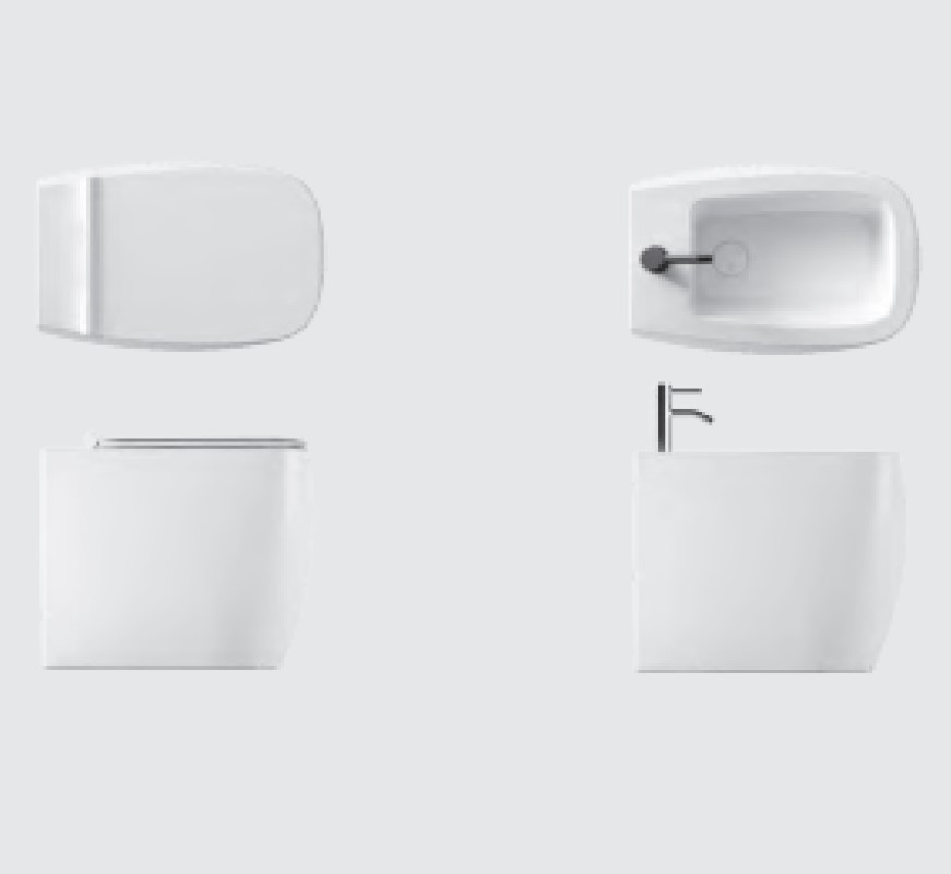 33110101.09 Биде напольный 550х335х450 мм Alice Ceramica Nur Белый матовый - Вид №5