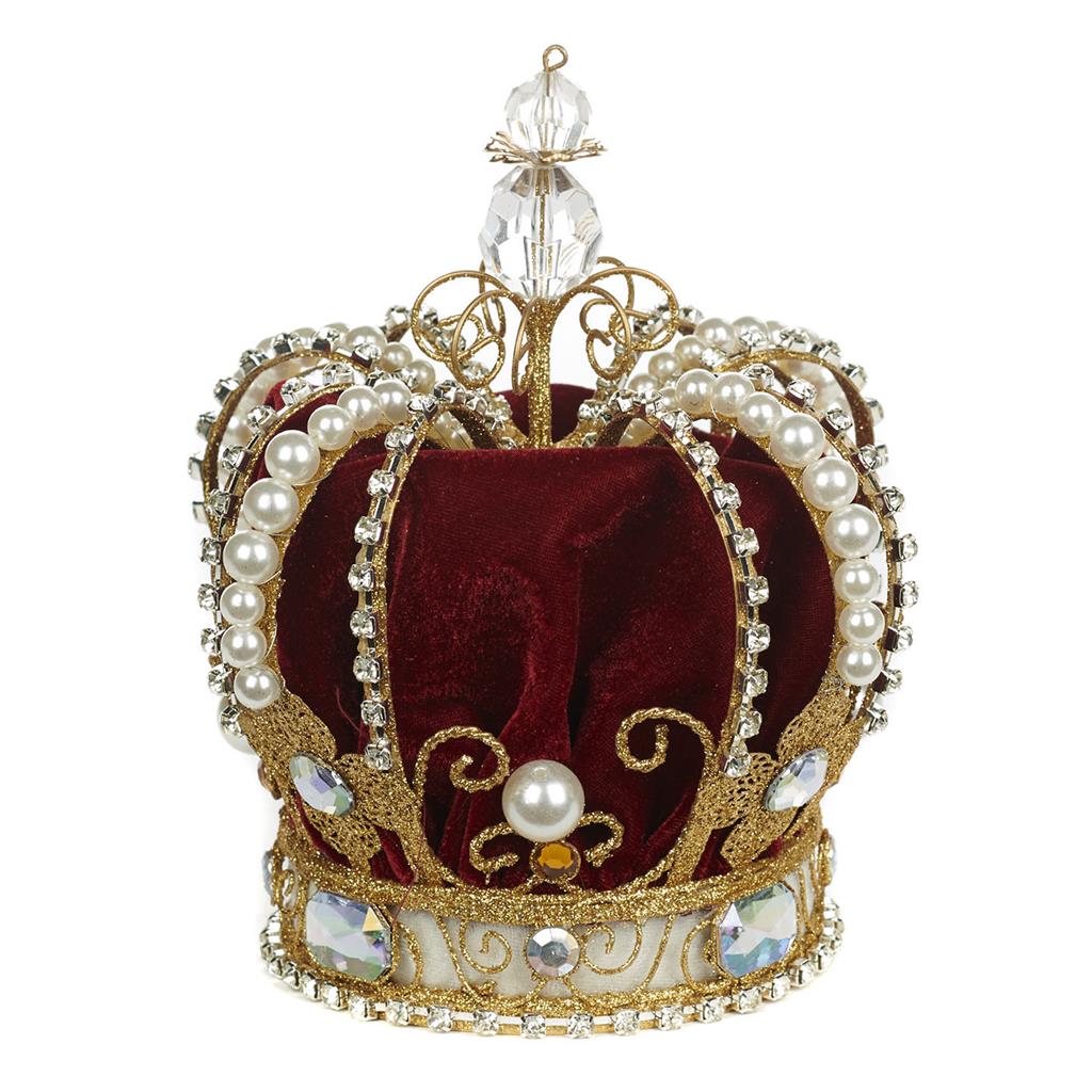 MO 92525 Верхушка корона, бархат, металл, золото с красным 22 см GOODWILL Santreyd 