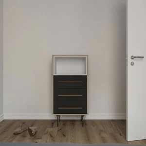 Тумба высокая деревянная 120х60 см коричневая с белым Модуль-J BRAGIN DESIGN TUBE 00-3862396 Белый;коричневый