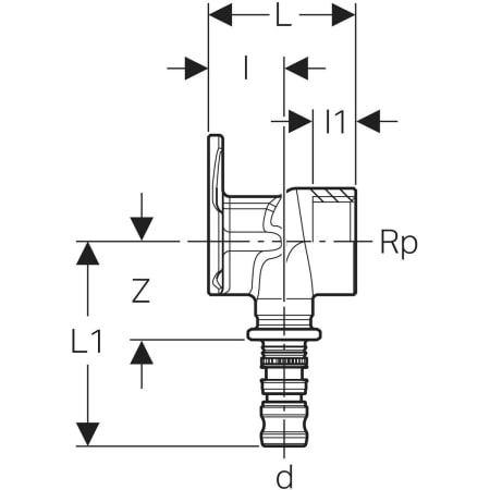 GEBERIT 602.296.00.5 Водорозетка Geberit Mepla 90°  - Вид №2