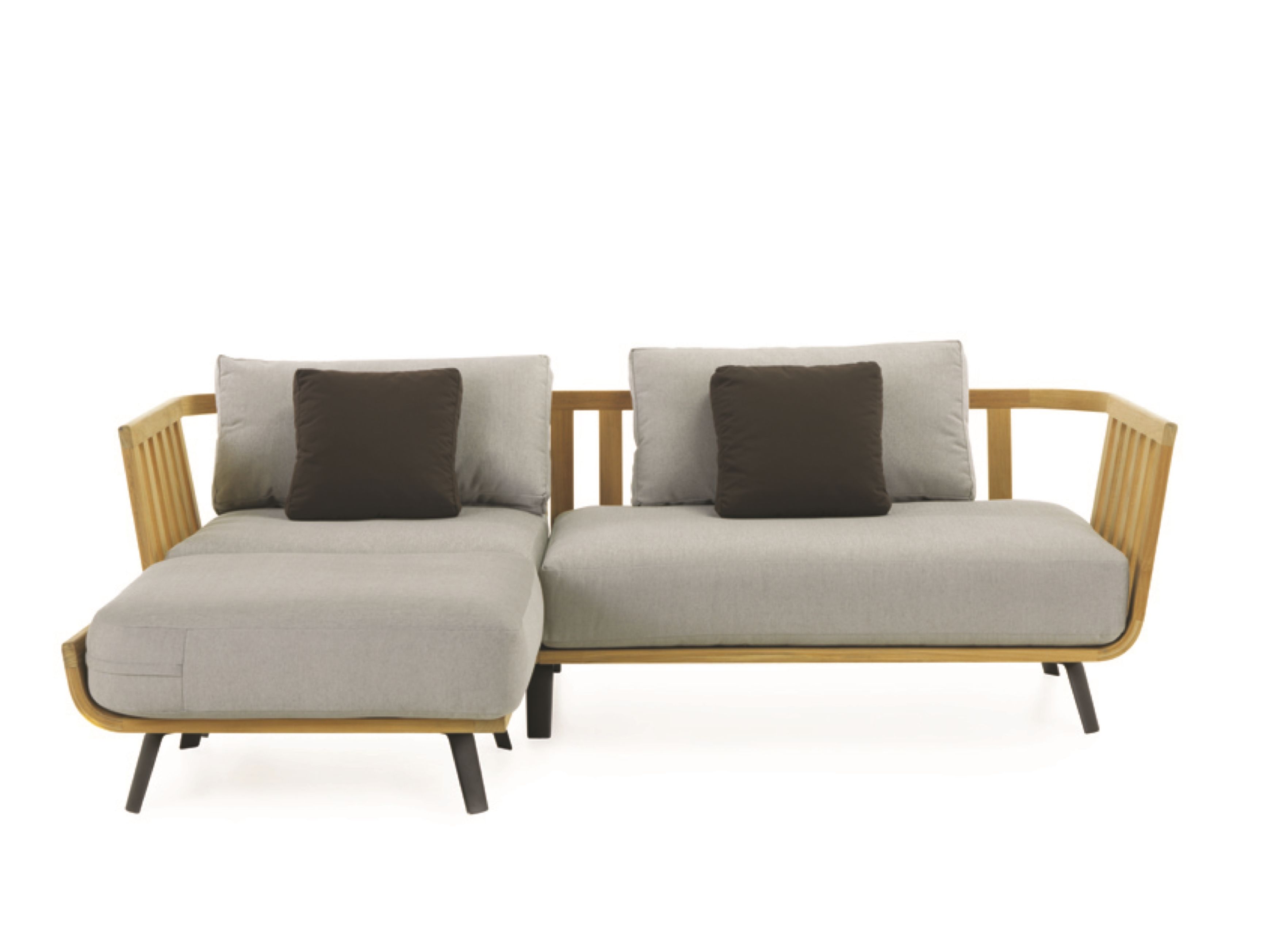 Секционный садовый диван из тикового дерева и акриловой ткани Unopiù Добро пожаловать ARCH-00049846