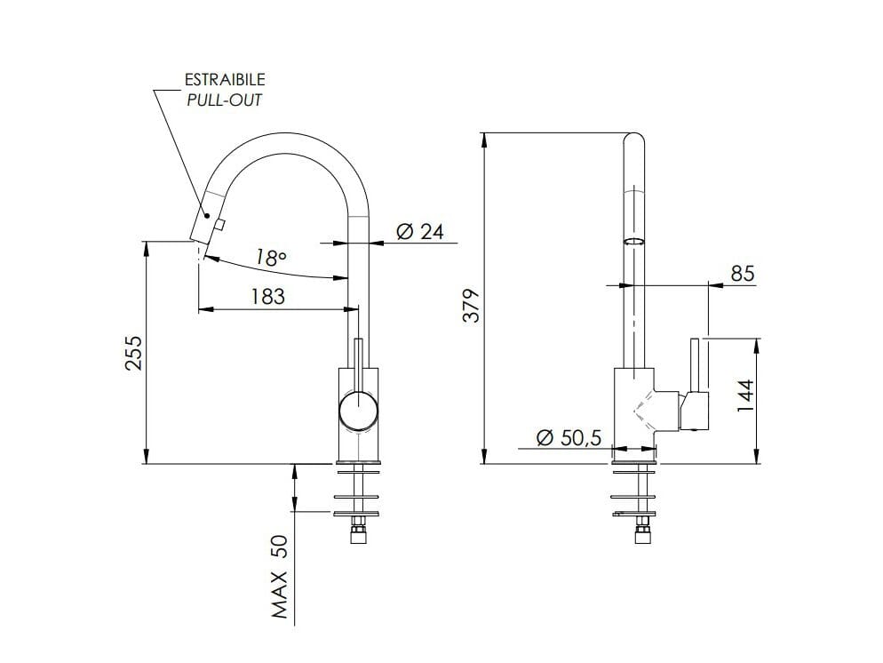 Однорычажный смеситель для раковины с ручным душем Rubinetterie Mariani Next ARCH-00091717 - Вид №1