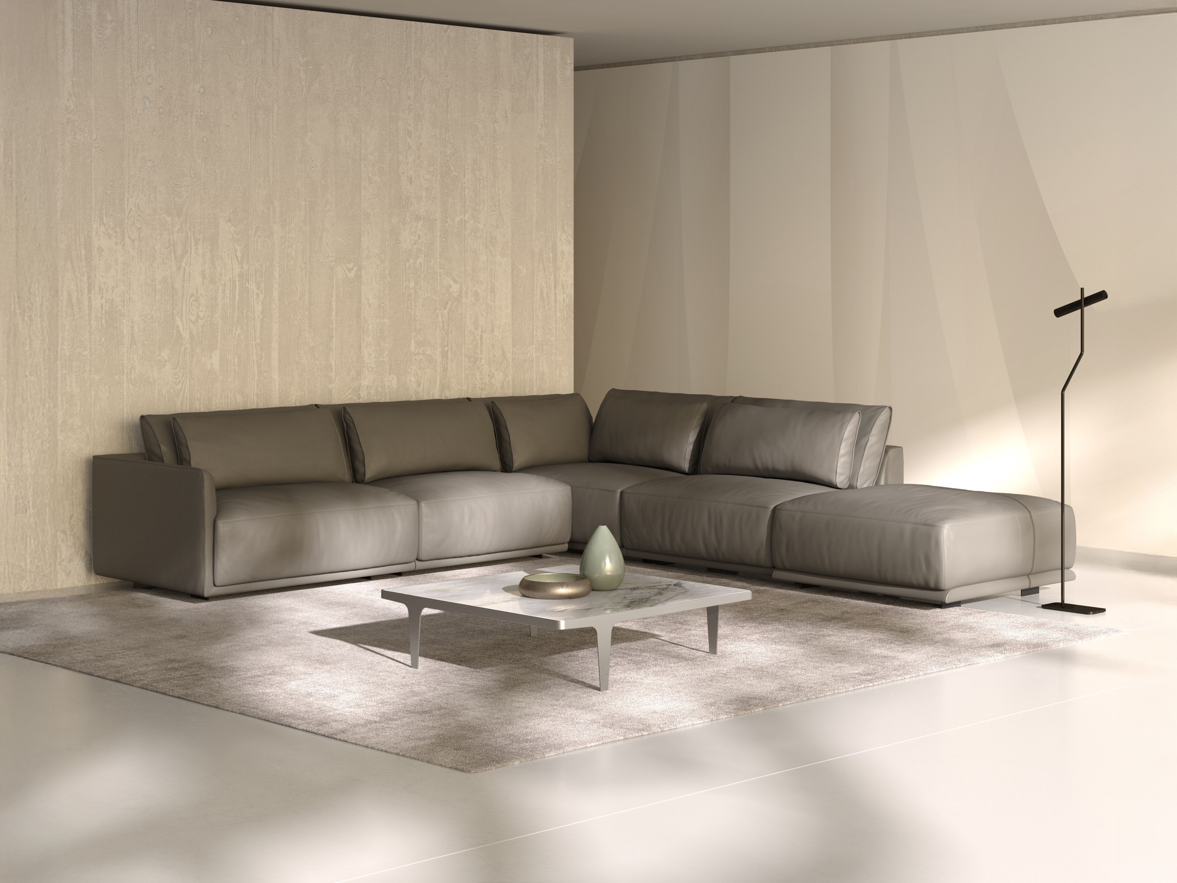 Кожаный угловой диван Natuzzi Italia Long Beach ARCH-00044575 - Вид №1