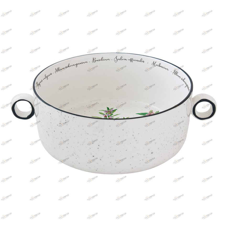 Салатник с ручками фарфоровый белый 20 см Herbarium EASY LIFE HERBARIUM 00-3946710 Белый 