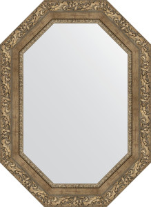 BY 7157 Зеркало в багетной раме - виньетка античная латунь 85 mm EVOFORM Octagon