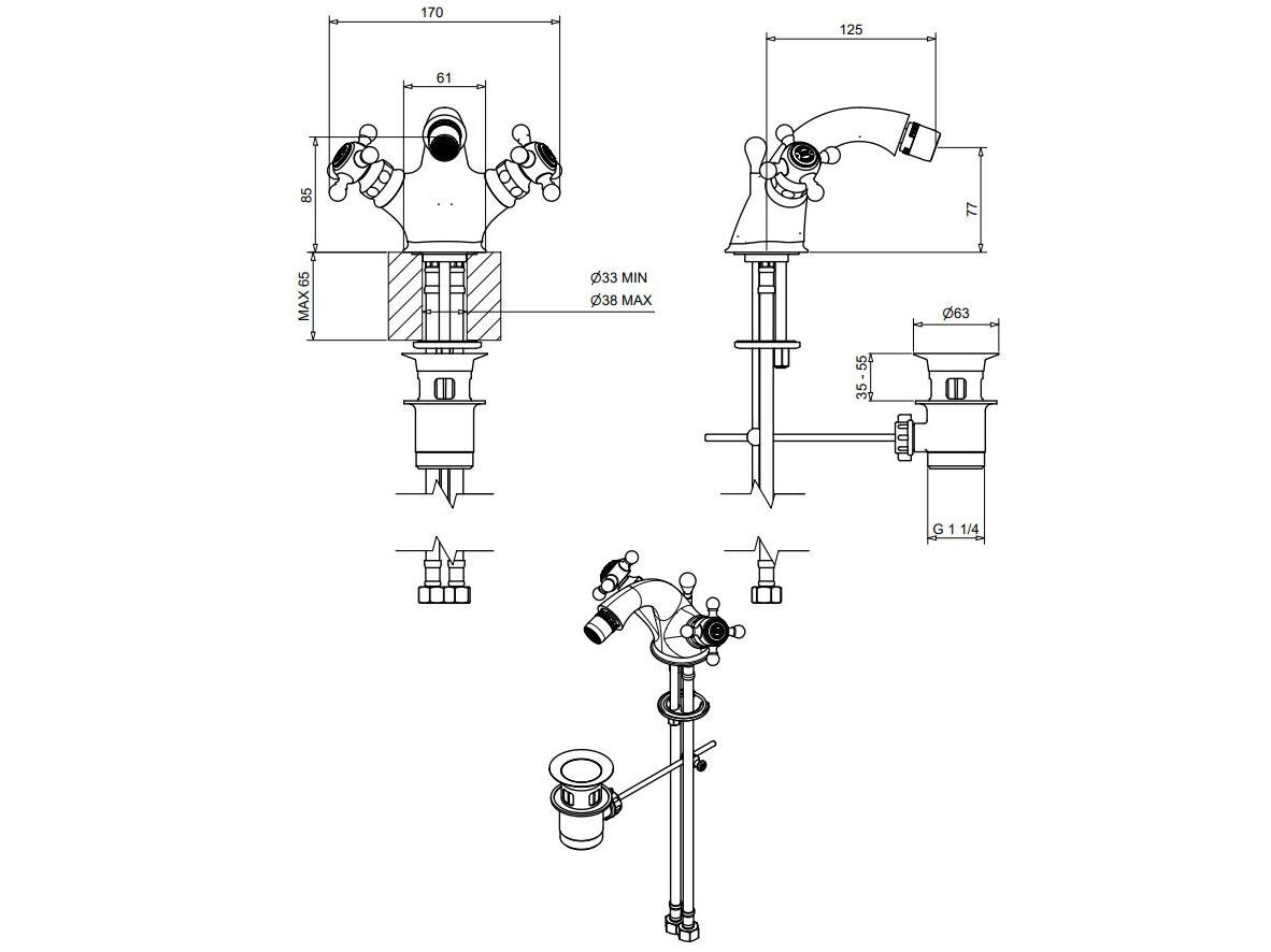 Смеситель для биде из хромированной латуни Bugnatese ARCADIA ARCH-00105392 - Вид №2