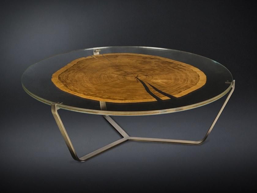 VGnewtrend Низкий круглый журнальный столик из дерева и стекла  7511951.72  - Вид №1