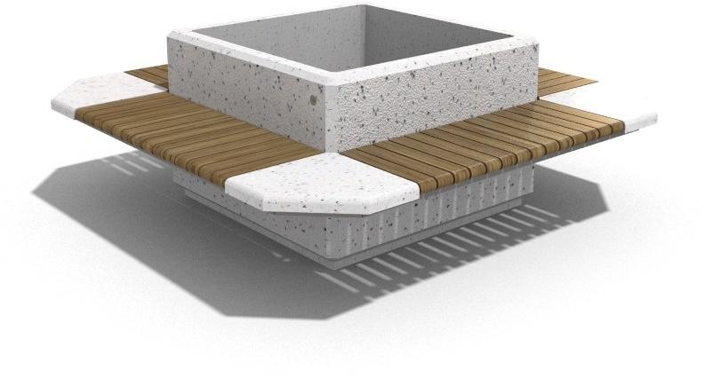 ENCHO ENCHEV - ETE Бетонная скамейка со встроенной сеялкой и спинкой  225  - Вид №6