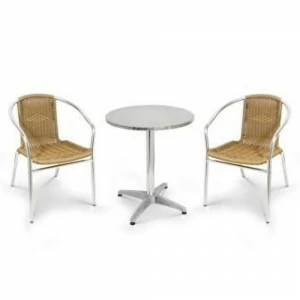 Мебель из ротанга, круглый стол и стулья бежевые на 2 персоны AFINA  240939 Бежевый;хром