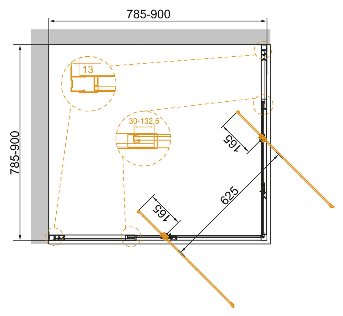 Душевой уголок CEZARES VARIANTE-A/AH-2-80/90-C-Cr  - Вид №1