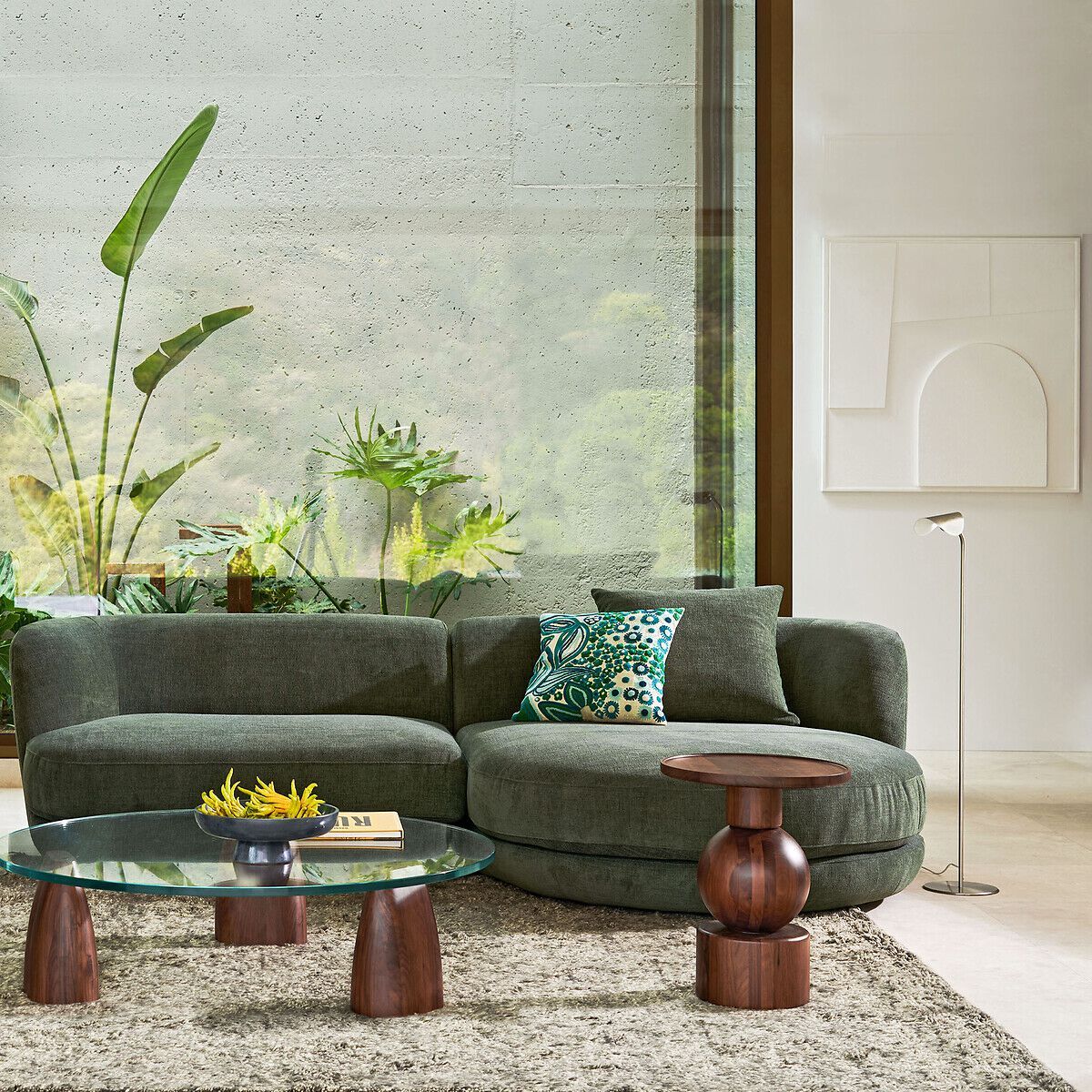 Круглый деревянный и стеклянный журнальный столик AMPM CLAY ARCH-00060294 - Вид №4