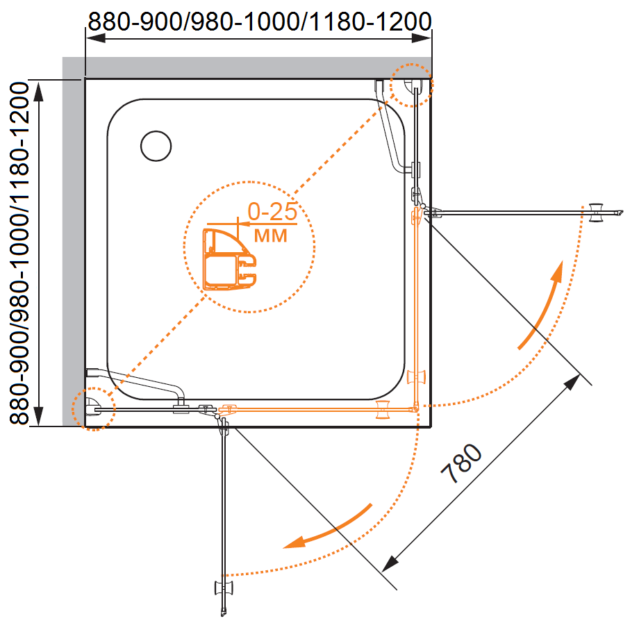 Душевой уголок CEZARES VERONA-W-A-2-90-C-Cr - Вид №3