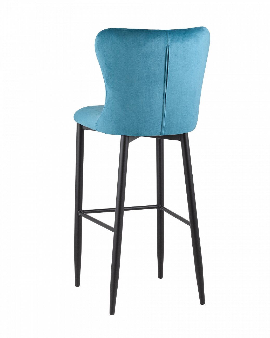 Полубарный стул с мягкой спинкой темно-бирюзовый с черными металлическими ножками "Лилиан" STOOL GROUP  00-3881785 Синий  - Вид №4