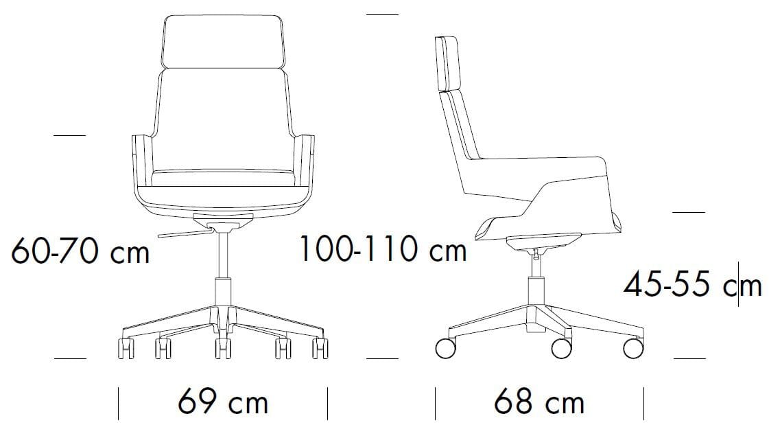 Кожаное офисное кресло с колесами и подлокотниками с 5 спицами THONET S 840 ARCH-00143804 - Вид №6