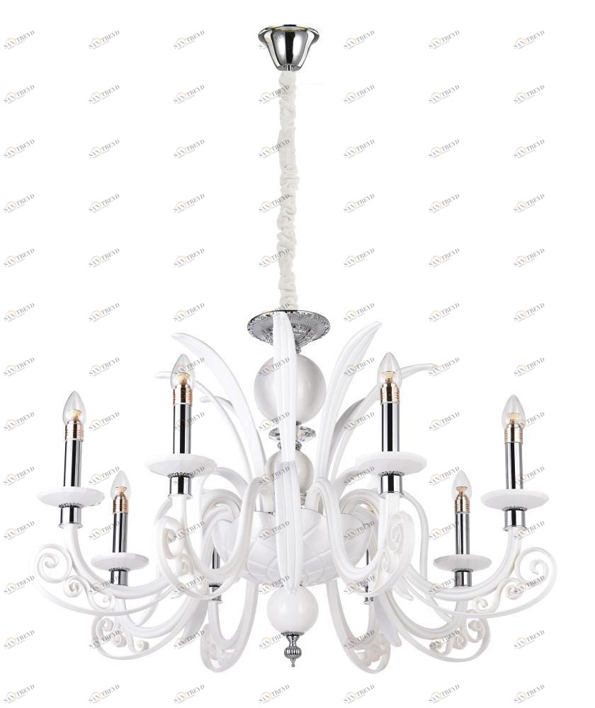 Подвесная люстра Crystal Lux Letisia SP8 White белая CRYSTAL LUX ДИЗАЙНЕРСКИЕ, LETISIA 220563 Белый 