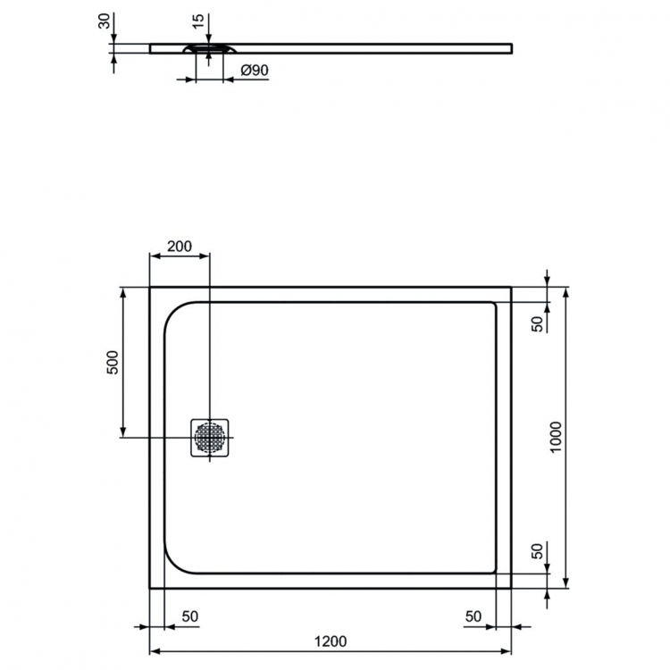 K8232FV Душевой поддон 120х100 см Ideal Standard ULTRAFLAT S  - Вид №2
