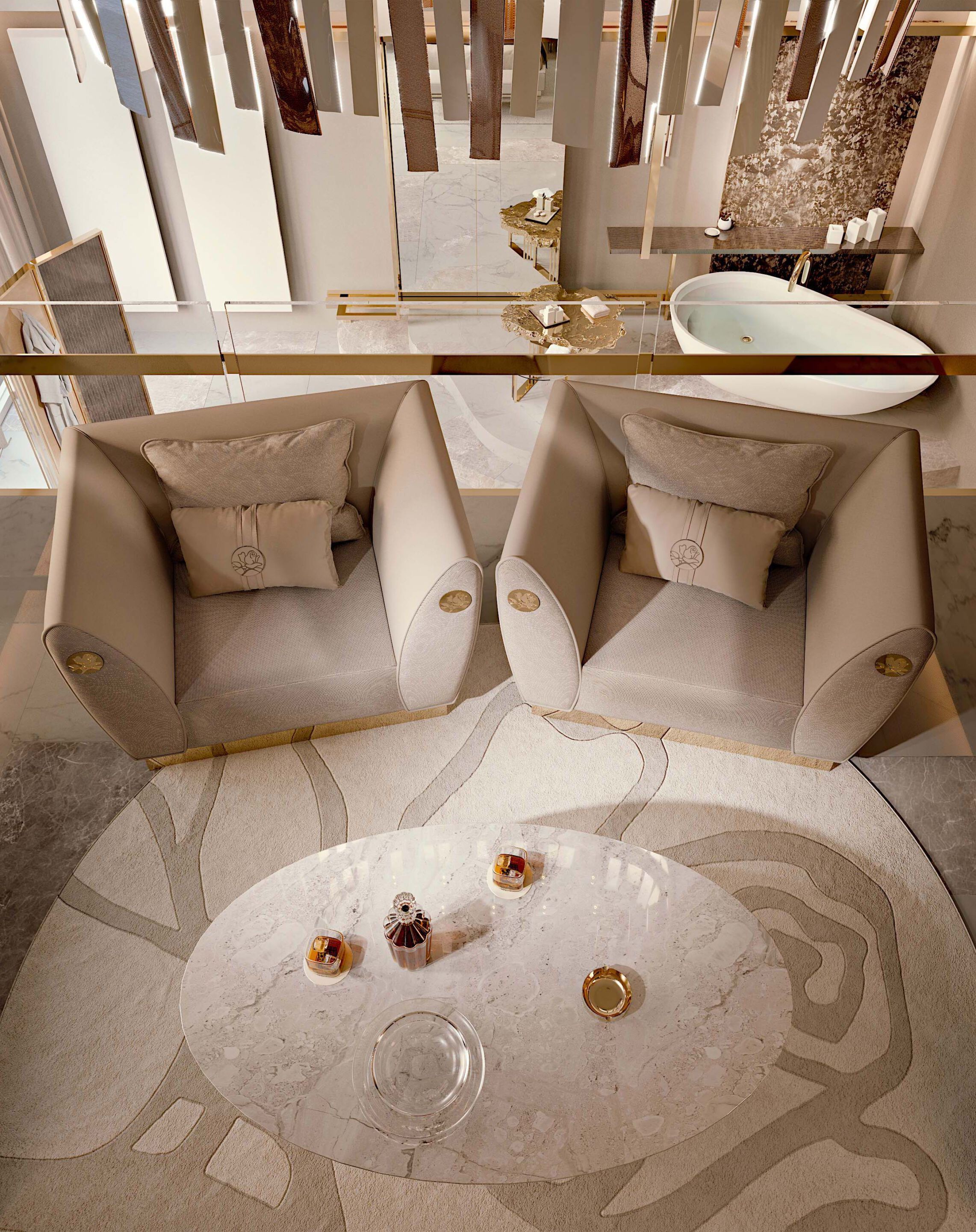 Мраморный круглый журнальный столик Bizzotto Italia Symphony-Infinity ARCH-00100216 - Вид №3