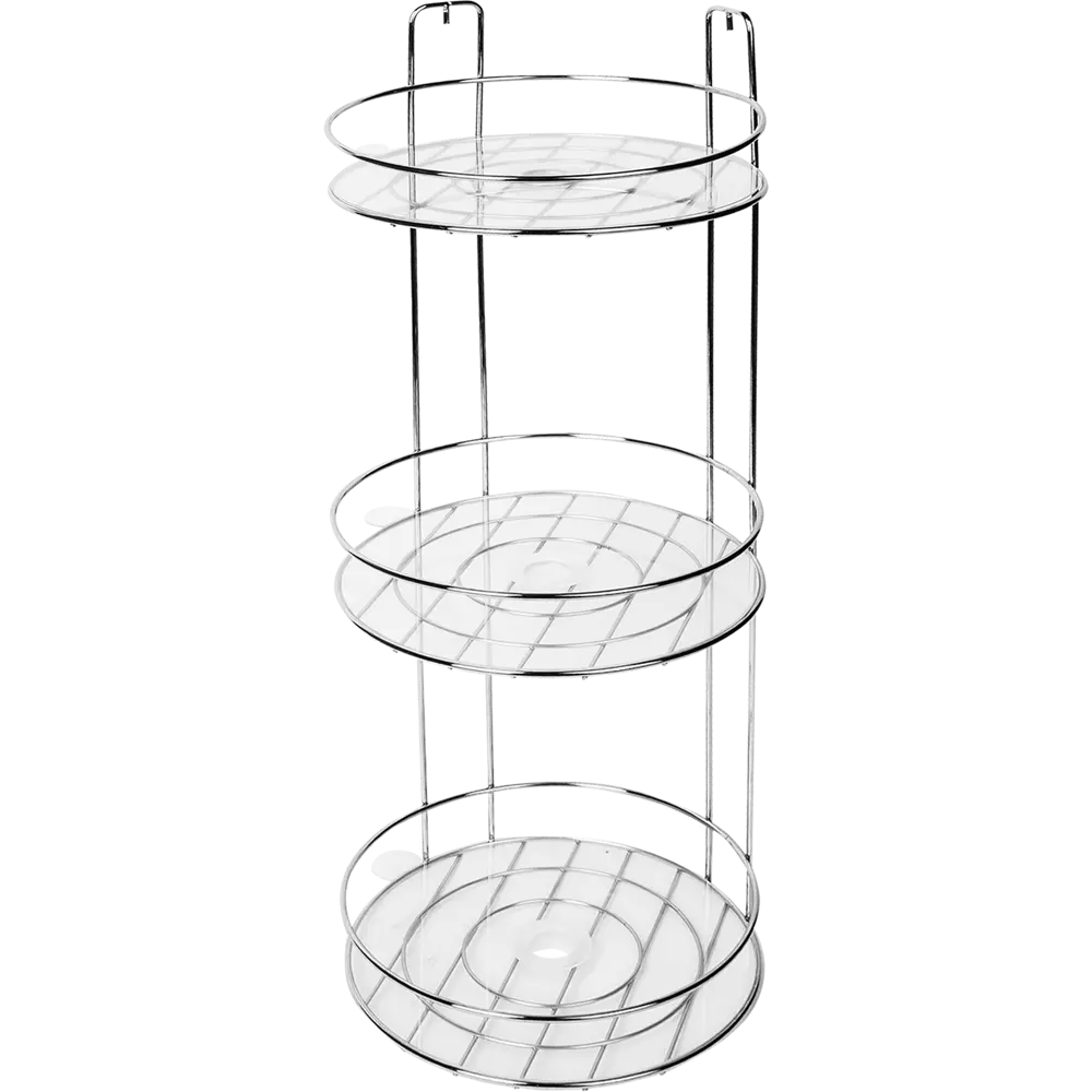 Полка для ванной Lemer Round трехъярусная угловая 22x22x50 см, металл, цвет хром STLM-2137693 - Вид №1