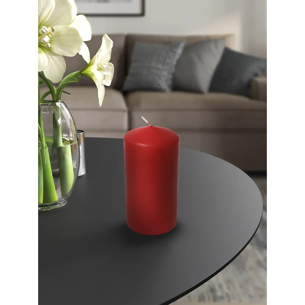 89369095 Свеча столбик красная 12 см STLM-0826022 Santreyd  - Вид №2