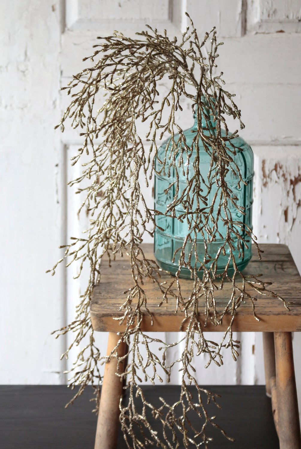 1706 331 a3 Вешалка для кактусов из искусственной омелы с глиттером, 93 см, золото H-andreas  - Вид №3