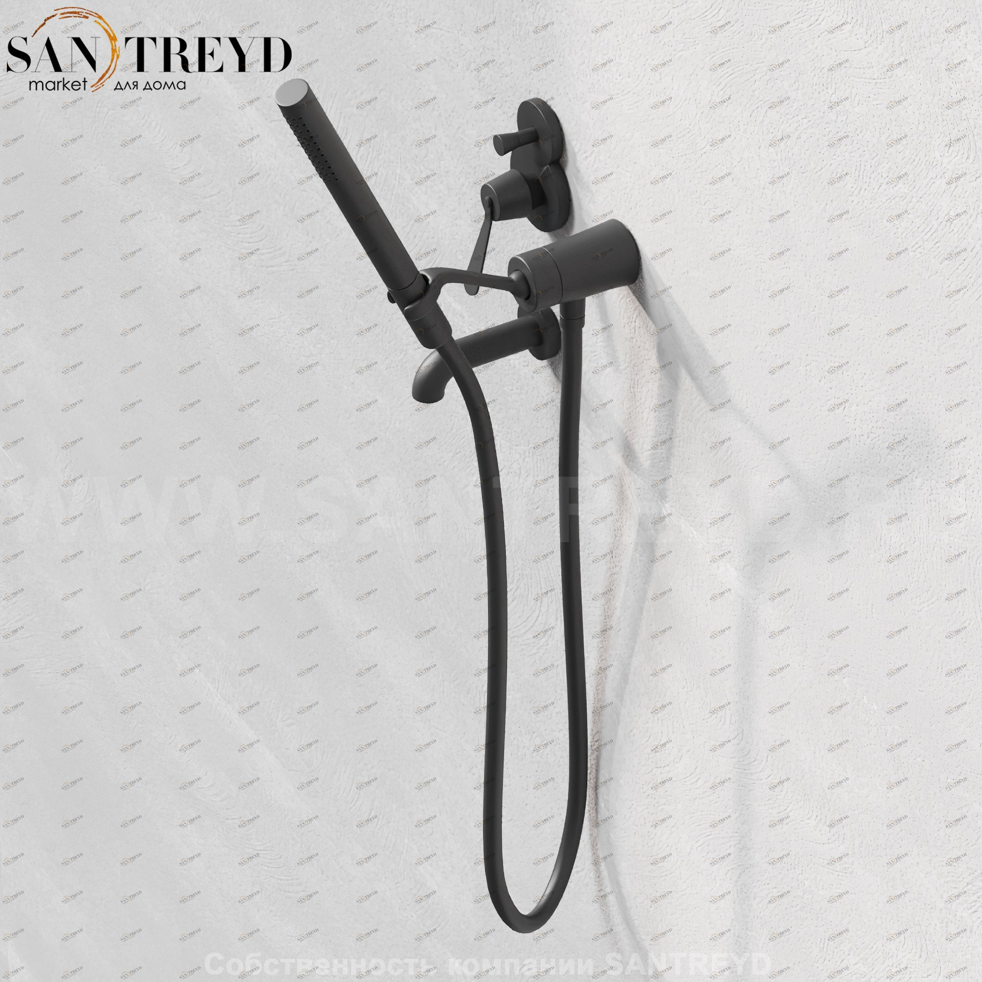 Душевая система FEZ для ванны черная матовая Agape ARUB050000LE