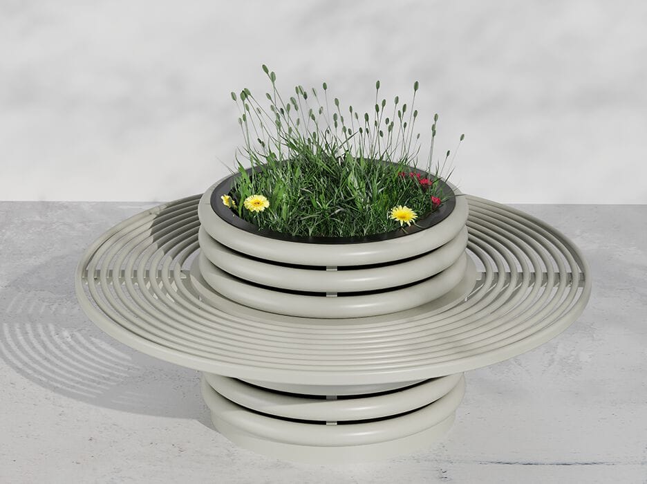 Плантатор для общественных мест со встроенной металлической скамейкой DIMCAR ARCH-00042618 - Вид №1