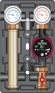 Прямая насосная группа MEIBES UK 1"1/4 с насосом Grundfos UPM3 Hybrid 32-70