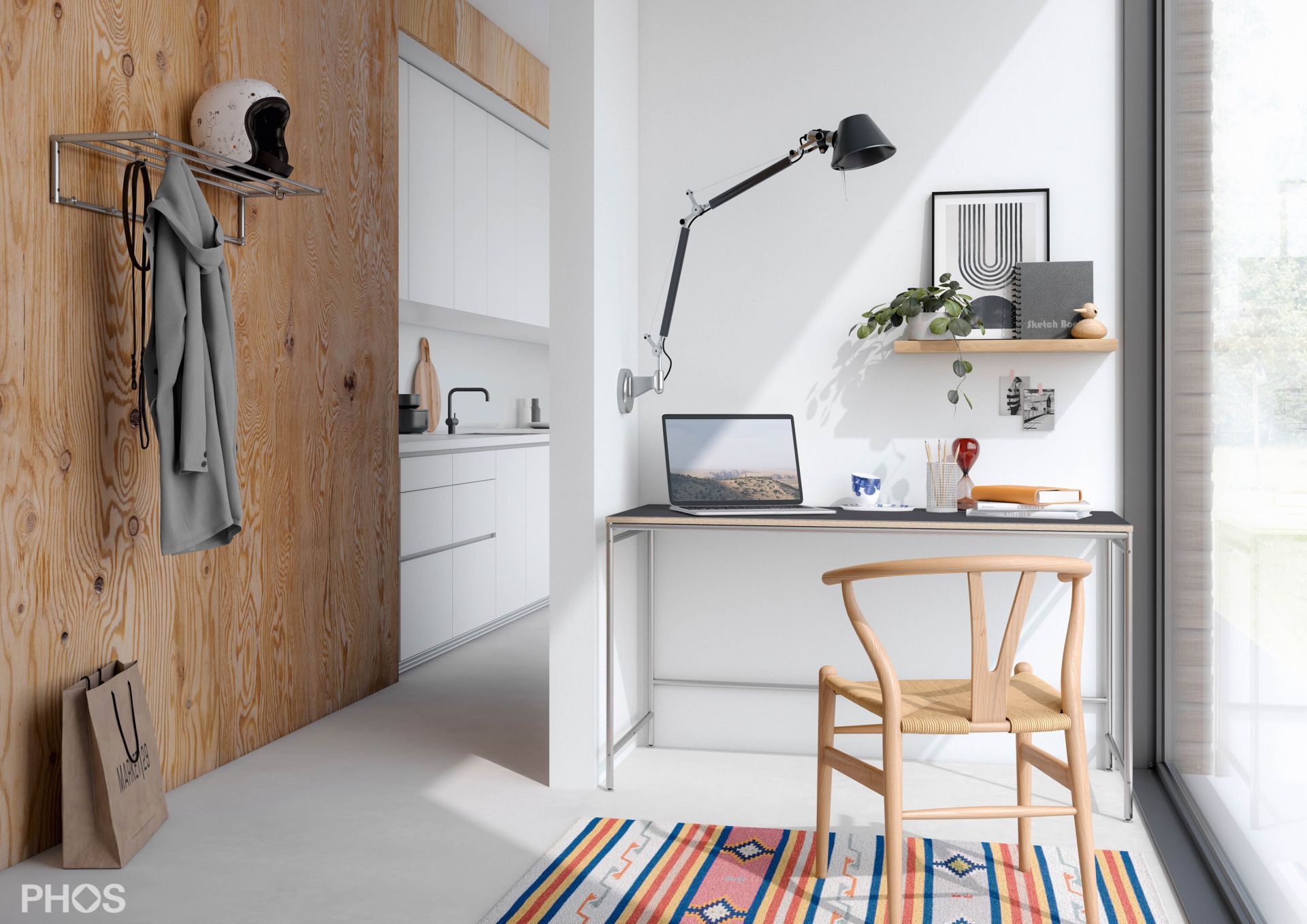 G17-900 Навесной шкаф g17 с 4 платяными штангами и 6 крючками для одежды, ширина 90 см PHOS  - Вид №2