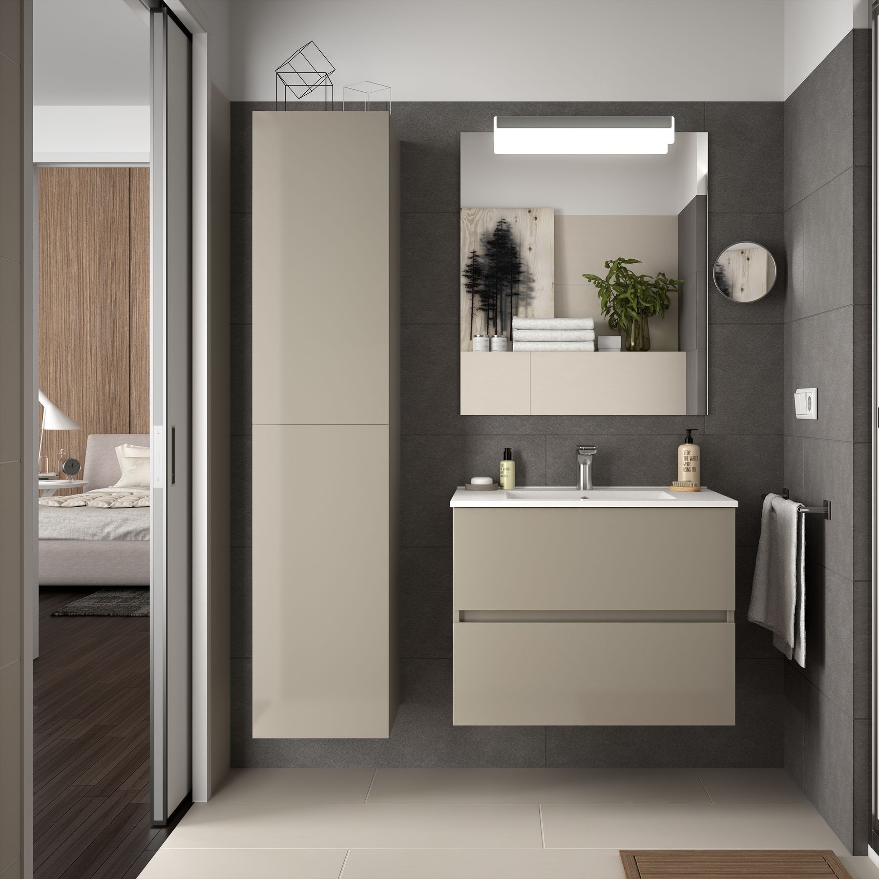 23322 SALGAR Мебель для умывальника FUSSION LINE 700 2 ящика GLOSS TAUPE 697 x 540 x 450 мм Глянцево-серо-коричневый
